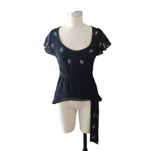 2000s Vintage Ya-Ya Silk top with sequin embrodiery